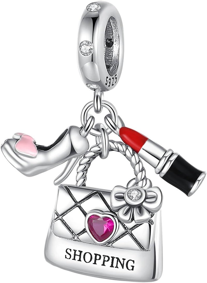 VALGACLS 925 Sterling Silver Family Love Mom Mouse Heart Charms for Bracelets Necklace Valentine's Day Mother's Day Jewelry Charm for Women - Image 1